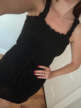 Black Knit crochet dress